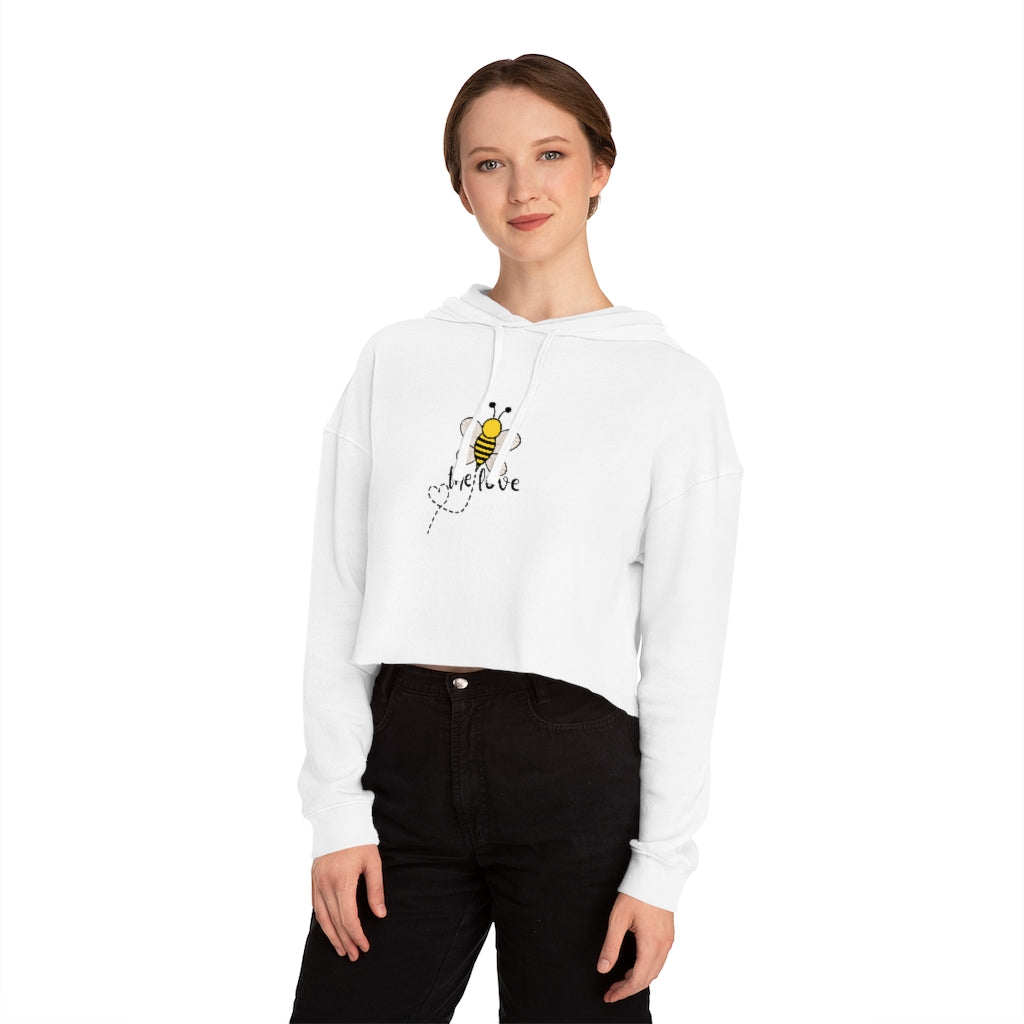 “Bee the Love” White Cropped Hoodie