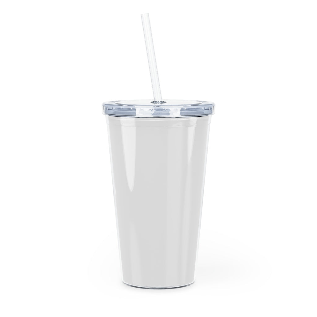 "I Attract" Plastic Tumbler with Straw - White