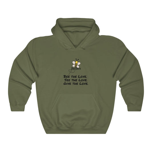 "Bee the Love" Hooded Sweatshirt - “Military Green”