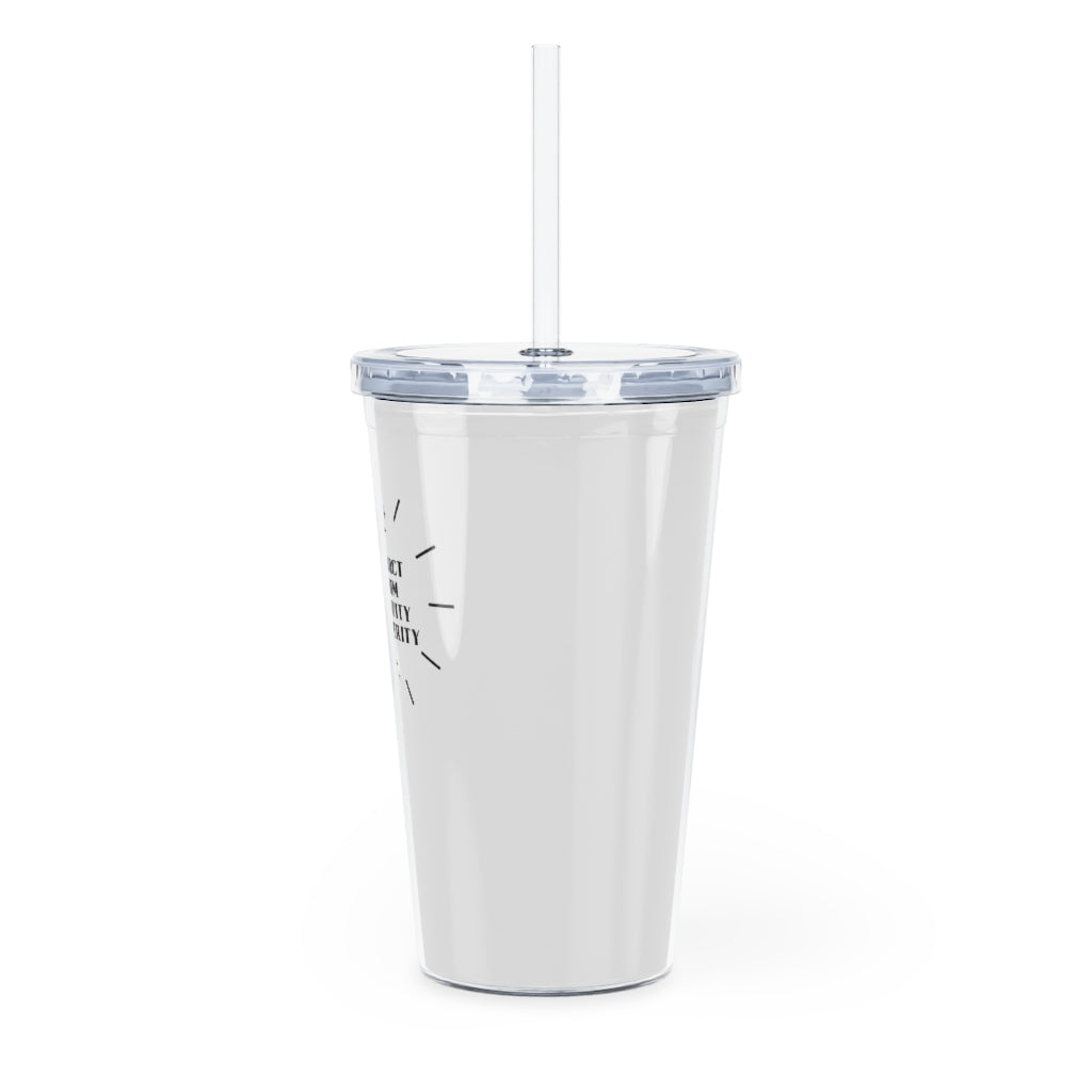 "I Attract" Plastic Tumbler with Straw - White